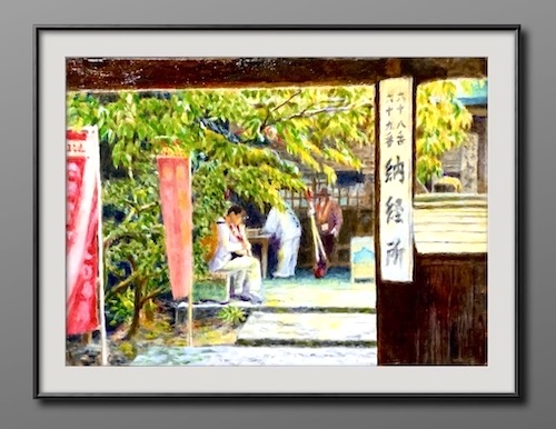 歴史ある寺社の風景を油彩画に福家佳則・風景画作品集