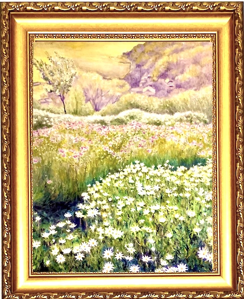 油彩画 花と風景 5点セット 油絵 絵画 【野花の風景】 絵画 HR 通販 