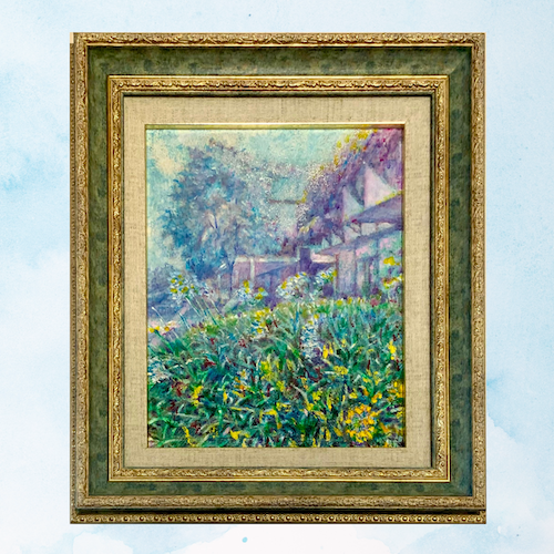 最高級 Ayaka （飯田文香 夏の庭 M8 油絵 風景画 絵画 Iida 分かれ道 | 絵画